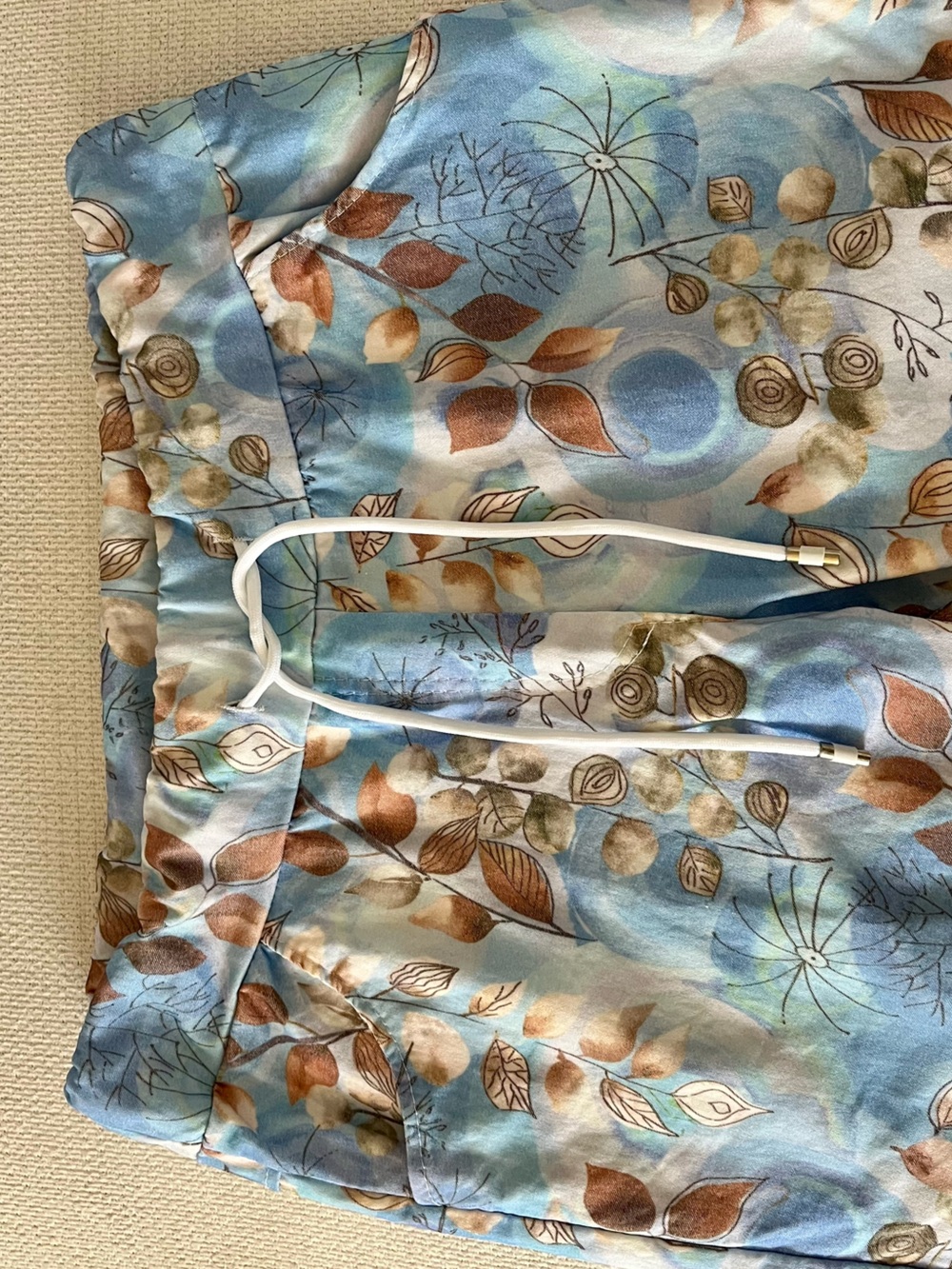 Women’s The One Italian Made Blue Floral Drawstring Stretch Pants L - Picture 5 of 11